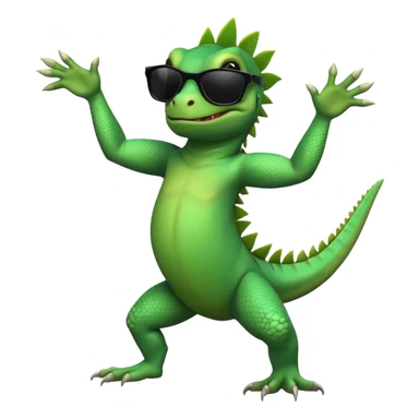 capitalist iguana with black sunglasses dancing sticker