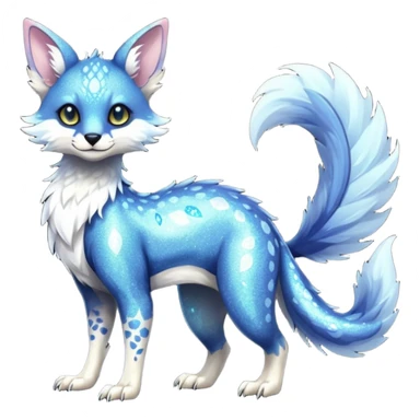 Feral Rare Fantasy cool handsome badass  sparkly shiny Vernid-Trico-species by LiLaiRa, random markings, tufted tail, tufted ears, full body sticker