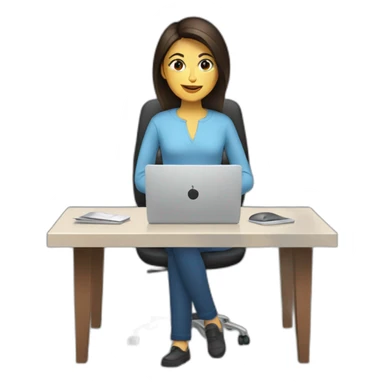 brunette woman using computer sticker