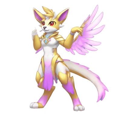 Anthro Sona Colorful Godly Celestial Shiny Fakemon Full Body sticker