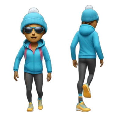an exhausted runner wearing sunglasses a cap and winter shoes sticker