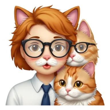 kissing cat + nerd sticker