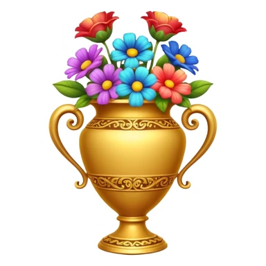 Golden vase with flowers  sticker