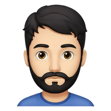 young fair skin Pakistani man with black beard wavy hair and squinted eyes and thick eyebrows sticker