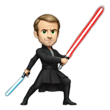 Emmanuel macron with a lightsaber sticker