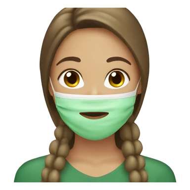 pretty girl with brown long hair wearing a green facemask for skincare sticker