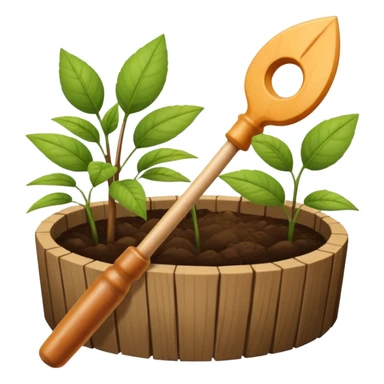 simple garden dibber tool, realistic sticker