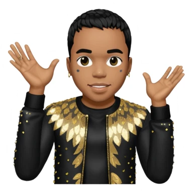 Anderson Paak with black hair, black sequin outfit sticker