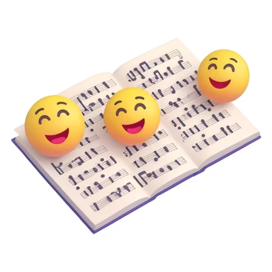 sheet music, 3D emoji style, modern, no text sticker