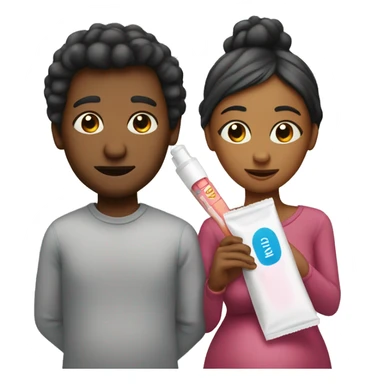 couple looking at pregnancy test sticker