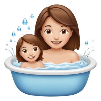 everyday life, brown hair girl, bath, food, play sticker