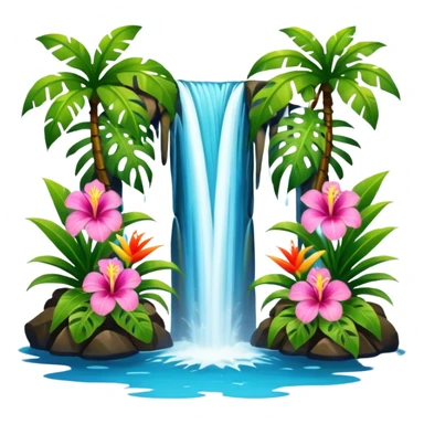 Hawaiian waterfall with flowers sticker