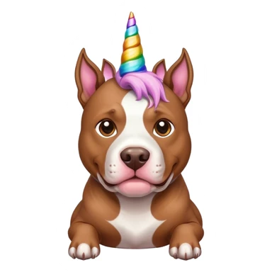 Brown pitbull dog unicorn sticker