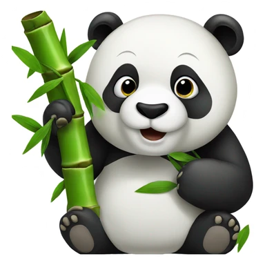 A panda eating a bamboo sticker