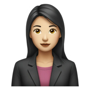 Asian girl in a dark jacket business sticker