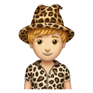 white boy with back hair in leopard and magic hat sticker