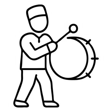 Person with traditional drum announcing sahur time during Ramadan sticker