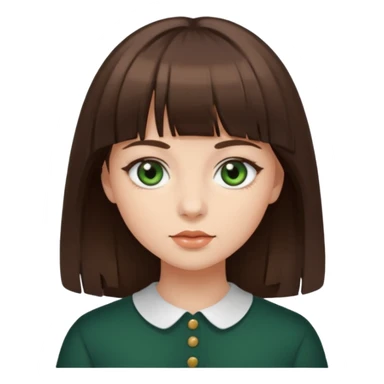 girl with dark green eyes song brown hair with bang sticker