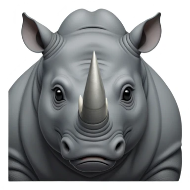 cinematic-noble--rhinoceros-portrait-emoji,slate-grey-hide--poised-and-regal,-with-a-massive,-powerful-build-and-a-thick,-deep-set-soulful-piercing-eyes,-simplified-yet-sharp-and-sophisticated-features,-highly-detailed,-large-black-eyes, zoomed out showing shoulders sticker