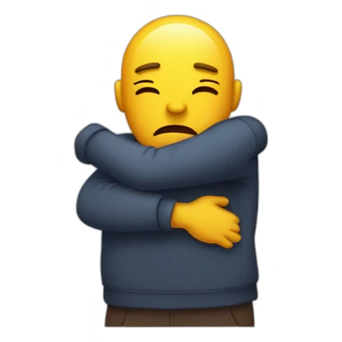 Hugging with unhappy face sticker