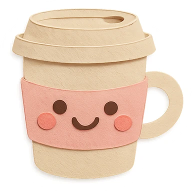 adorable coffee cup, full body, blushing cheeks, soft pastel color sticker