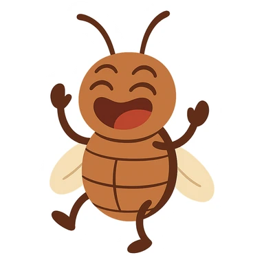 flat toon style laughing bug sticker