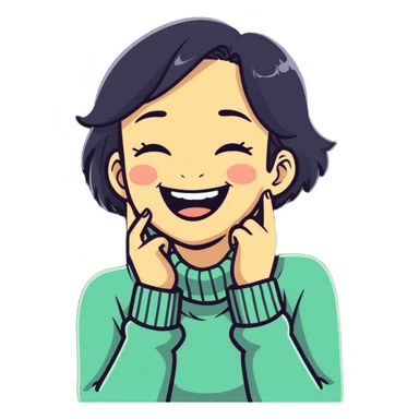 Girl grabbing her neck laughing ￼ sticker