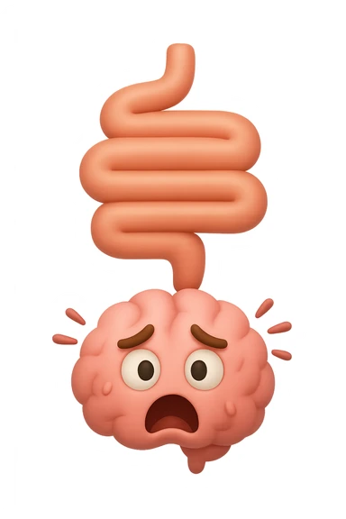 emoji 3d stile iphone di intestino e cervello stressato collegati verticalmente 3d sticker