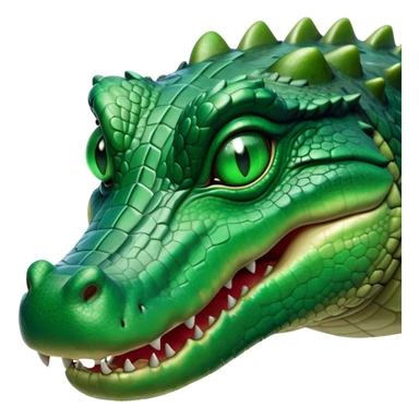 Cinematic Noble Crocodile Portrait Emoji, Poised and regal, with a powerful, elongated build and a rugged, scaly emerald-green hide, piercing cold eyes, Simplified yet sharp and sophisticated features, highly detailed, glowing with a soft, dignified glow, high shine, intelligent and formidable, stylized with an air of ancient might, focused and attentive, soft glowing outline, capturing the essence of a watchful and commanding reptile, so majestic it feels as though it could silently slide out of the screen with effortless authority! sticker