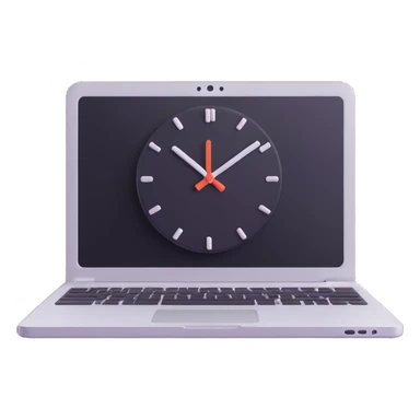 compact laptop with a clock icon overlay, symbolizing significant admin workload sticker