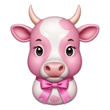 Pink cow with ribbon sticker