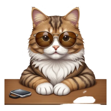 Cat with sunglasses and sit in the table sticker