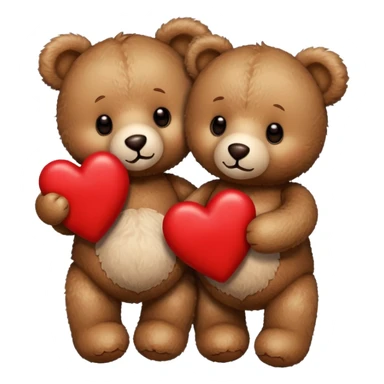 Two teddy bears holding hearts sticker