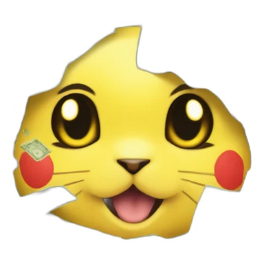 pikachu face with dollar signs instead of eyes counting money sticker