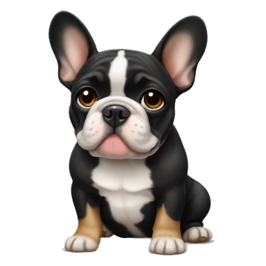 Black, tan and white French bulldog  sticker