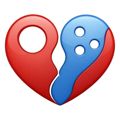 Make a yin yang like heart emoji with the colors being blue and red and no white parts, with two holes and not three and no empty parts left out, make the heart completely filled up sticker