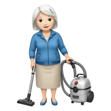 White hair cubby lady modern clothes older chubby ed lady vaccum sticker