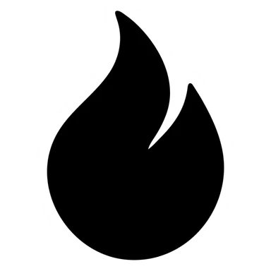 abstract geometric flame shape with solid black fill, no color sticker