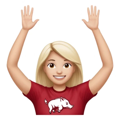 Arkansas razorbacks female fan with hands raised over head sticker