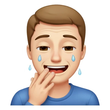 Smile crying guy choking himself sticker