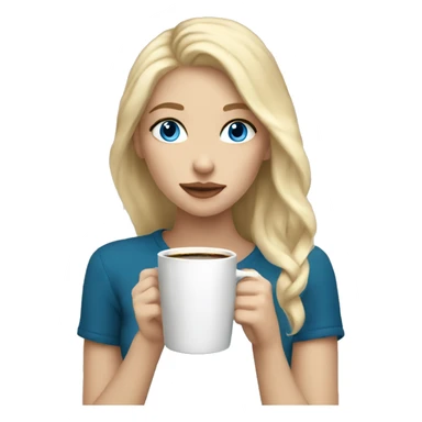 Aesthetic girl with blonde hair and blue eyes drinking coffee sticker