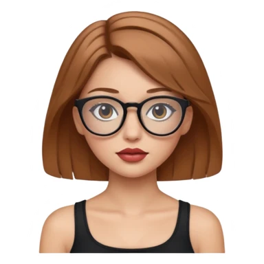Hafif kahverengi saçlı, beyaz tenli, gözlüklü, crop giyinen ,dolgun dudaklı,makyajlı bir kiz sticker