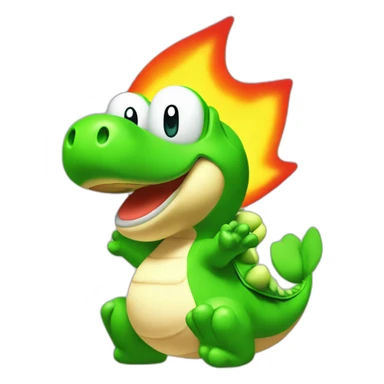 Yoshi from Mario Party shooting fire sticker