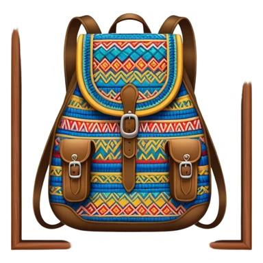 Cinematic Realistic image of a traditional Colombian mochila, rendered with detailed woven textures and vibrant patterns, set against a rustic backdrop with soft, cultural lighting sticker