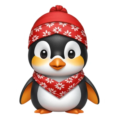 adorable penguin with a red bandana sticker