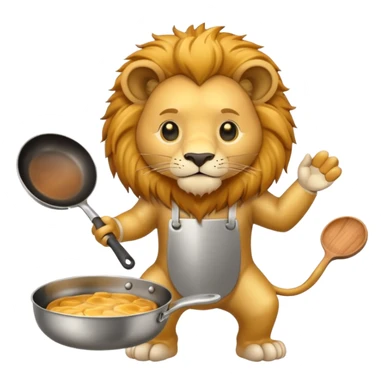 Lion holding a single frying pan about to swing it sticker