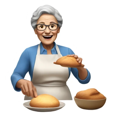 Create a 3d hyper realistic photo of a senior woman baking  sticker