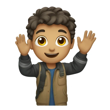 boy waving sticker