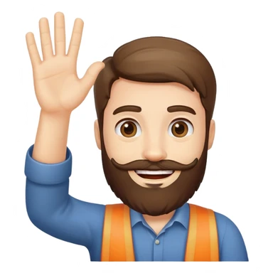 bearded man with friendly smile waving hand sticker