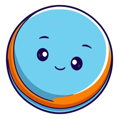 Jupiter planet with distinctive orange and white bands and a cute sad face sticker